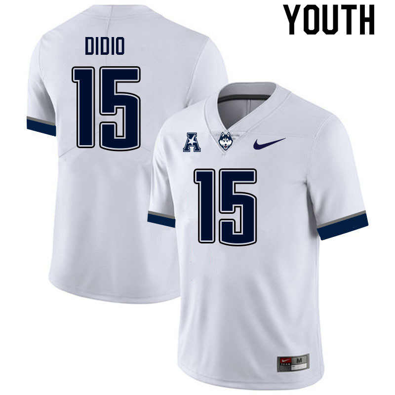 Youth #15 Mark Didio Uconn Huskies College Football Jerseys Sale-White - Click Image to Close